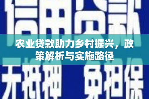 右江农业贷款助力乡村振兴，政策解析与实施路径