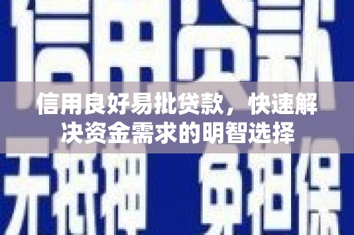 沈北新区信用良好易批贷款，快速解决资金需求的明智选择