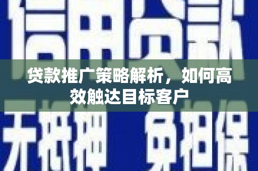 凤县贷款推广策略解析，如何高效触达目标客户
