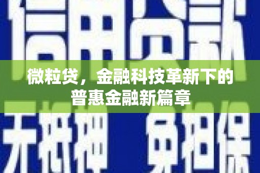 山东微粒贷，金融科技革新下的普惠金融新篇章